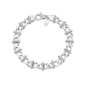 Phillip Gavriel Sterling Silver Mens 8.5" Wrapped Rope Cable Link Bracelet 45Gr - Picture 1 of 6