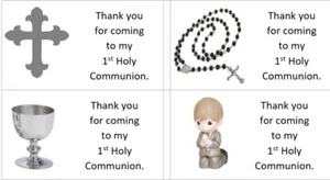 40x Personalised SILVER 1st Holy Communion/labels/stickers/party/cake/sweets/bag - Picture 1 of 1