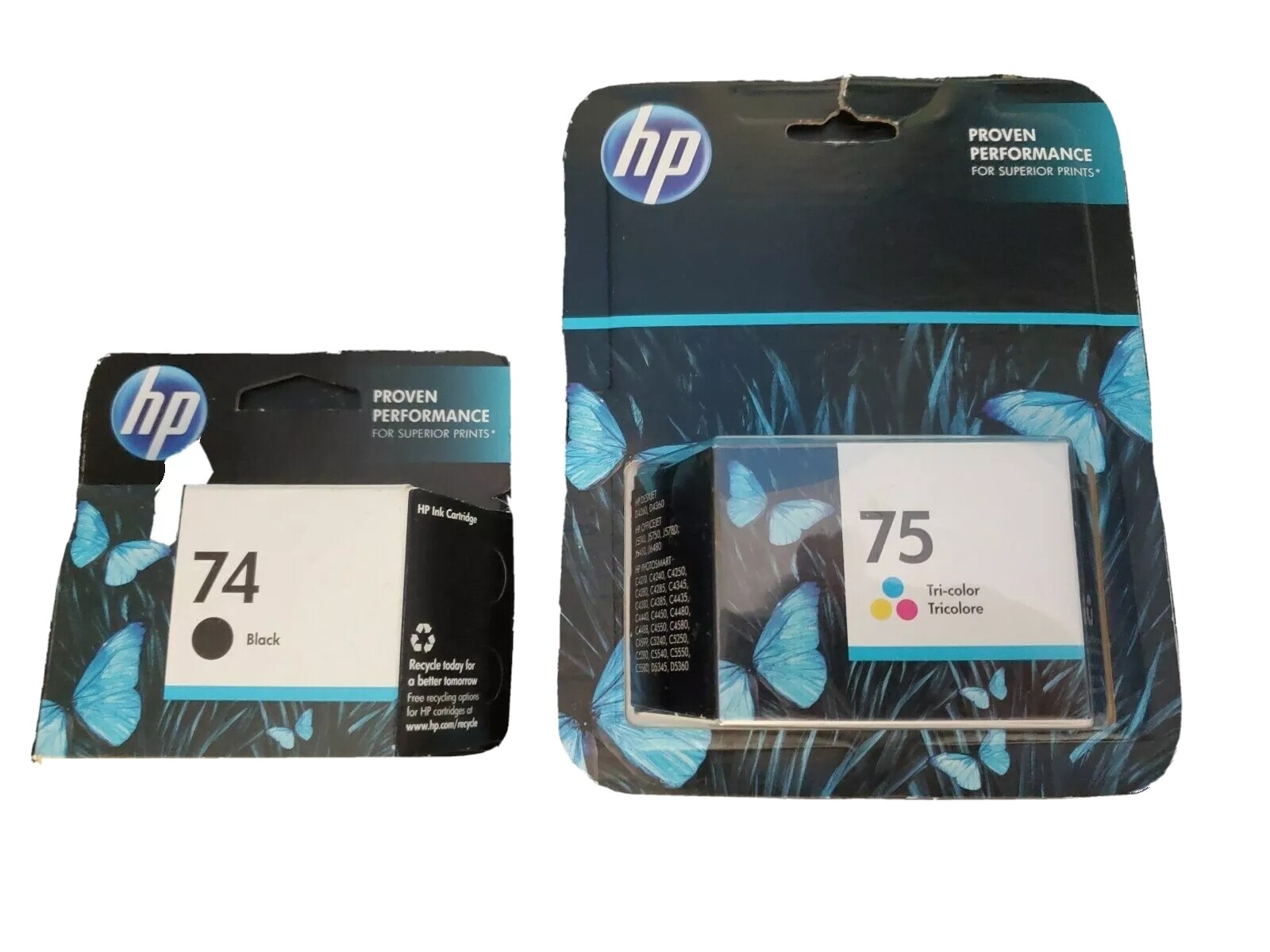 GENUINE HP 74 75 COMBO PACK Black \u0026 Tri 