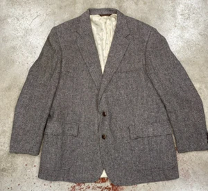 Blazer vintage Nordstrom lana spina di pesce uomo 46 cani regolari grigio made in USA - Foto 1 di 24