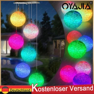 LED Solar Windspiel Gartendeko Solarleuchte Solarlampe Farbwechsel mit 6 Kugeln - Bild 1 von 12