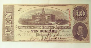 $10 Dollar Confederate Note Feb 1864 Richmond (#PM-147) - Foto 1 di 2