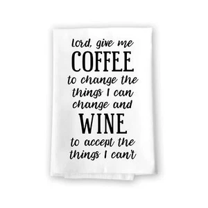 Funny Kitchen Towels Lord Give Me Coffee and Wine Flour Sack Towel 27 inch by... - Picture 1 of 6