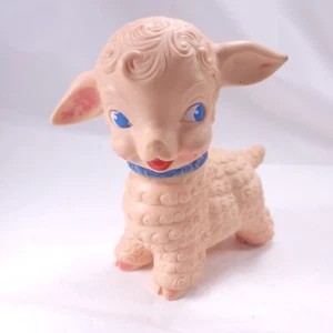 Edward Mobley Agnello Rosa Chiaro Cigolio Gomma Giocattolo Vintage Kitsch 1958 Freccia Gomma - Foto 1 di 8