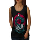 Wellcoda Rose Skull Fantasy Womens Tank Top, Bird Athletic Sports Shirt