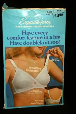 32 C VTG 70s NOS Nylon Bra Double Knit Comfort Stretch Exquisite Form P609 1970s - Image 1 of 4
