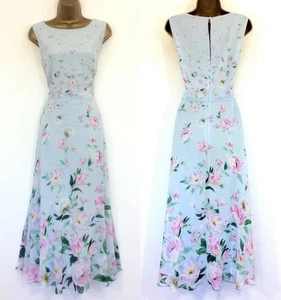 Hobbs Midi Dress UK 16 Immaculate Carly Pale Blue Green Pink Chiffon Lined - Picture 1 of 12