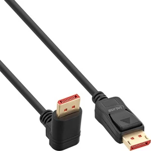 10 câbles InLine DisplayPort 1.4, 8K4K, coudés vers le bas, noir/or, 3 m - Photo 1/2