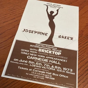 Josephine Baker at CARNEGIE HALL 1973 Flyer w Bricktop George Faison - Bild 1 von 6