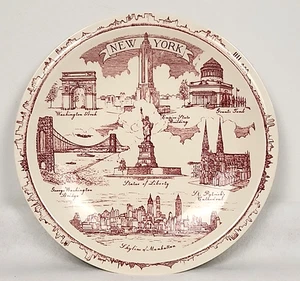 Vintage Vernon Kilns New York State "Manhatten" Plate Decorative 10 1/2" Red EUC - Picture 1 of 9