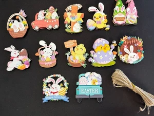 Frohe Ostern 36er Set Holz Pastellfarben Home Wandbehang Deko Hase Eier - Bild 1 von 1
