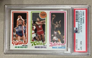 1980-81 TOPPS JAN VAN BREDA KOLFF JULIUS ERVING MAGIC JOHNSON PSA 8 NM-MT - Picture 1 of 2