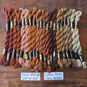 Lot of 20 DMC Cotton Perle #5 FALL COLORS Pearl Embroidery Floss 25m/27.3y/5g E - Picture 1 of 4