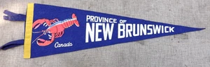 VINTAGE 1960s NEW BRUNSWICK CANADA PENNANT BANNER 21" LOBSTER - Picture 1 of 5