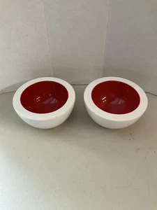 (2) Keramik rot weiß Schalen - Mid Century Seguso Stil unbeschriftet - Bild 1 von 7