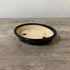 Small Bonsai Pot Vintage Dark Blue Tokoname Ware Japanese Art Shape Miniature - Picture 1 of 12
