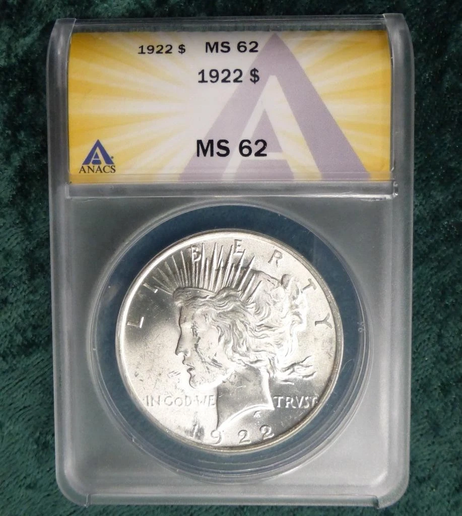 Silver MS 62 Graded 1922 Year Peace Dollars (1921-1935) for sale