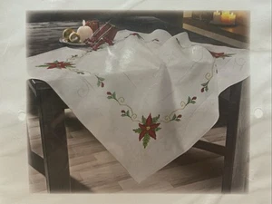 Poinsettia Table Topper Cross Stitch Kit - Picture 1 of 3