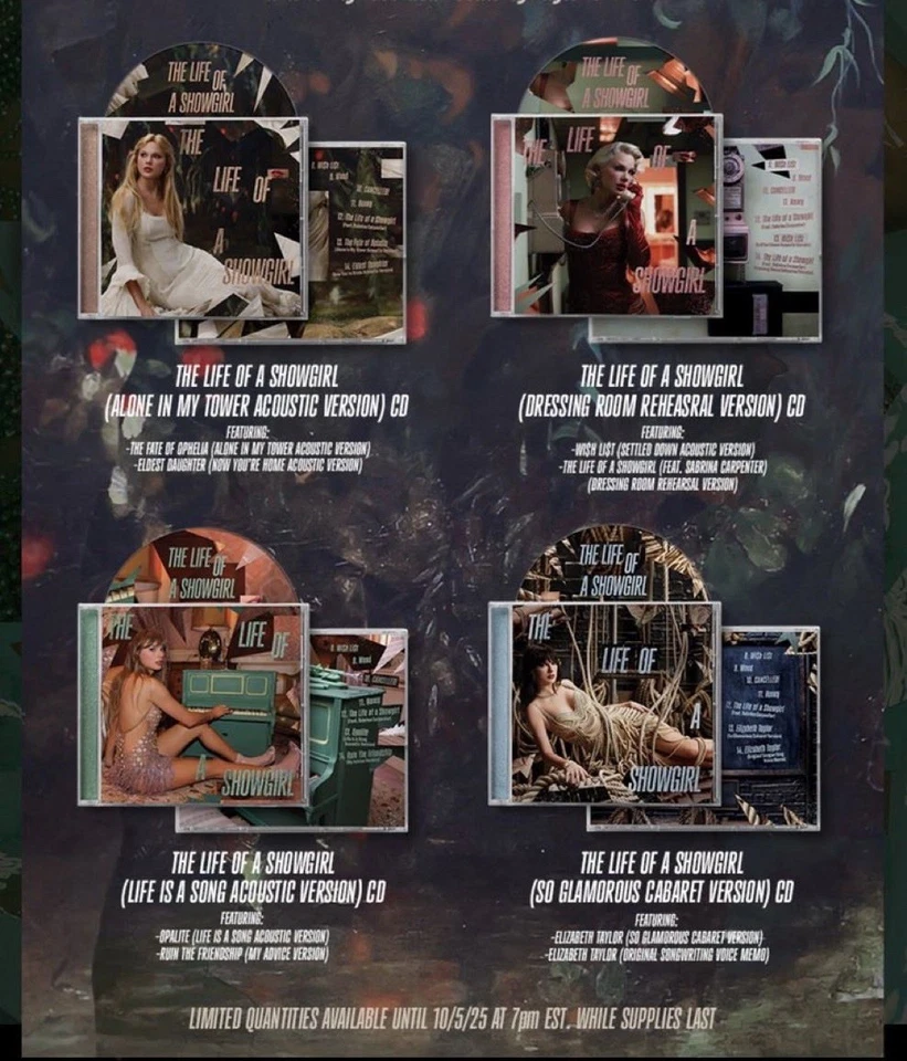 Taylor Swift The Life of A Showgirl Limited Edition Acoustic CD Set (4CDs) - Immagine 1 di 1