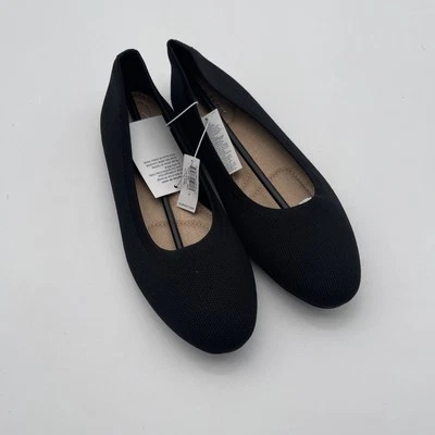 Sapatilhas de balé femininas Old Navy de malha preta biqueira amêndoa tamanho 9 novas - Imagem 1 de 4