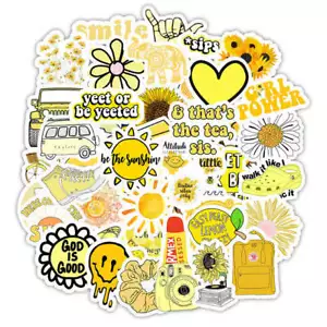50 gelbe Aufkleber Trendy Girl Hydro Flask Good Vibes Decal Teen Positivity - Bild 1 von 1