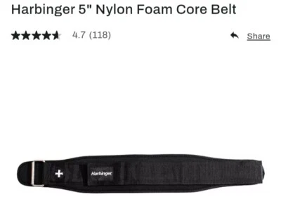Harbinger 5" Foam Core Weight Lifting Belt - Black - Small Size - Image 1 of 2