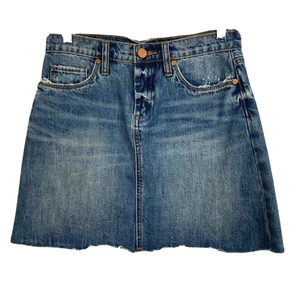 Gonna bianca NYC donna taglia 26 blu cotone lavaggio chiaro orlo grezzo denim mini - Foto 1 di 9