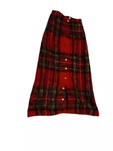 Maxi gonna vintage Holt Renfrew lana mohair tartan bottoni taglia S made in Scotland - Foto 1 di 9