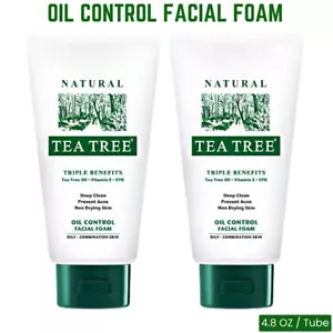 Facial Foam Tea Tree Cleanser Oil Control Acne Deep Clean Wash Face Skin 140g x2 - Picture 1 of 11