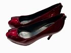 Stuart Weitzman Womens Candy Apple Red Patent Peep Toe High Heel Shoe 7.5M
