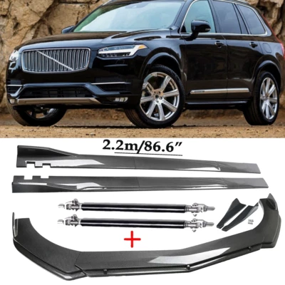 For Volvo XC60 XC40 XC90 Carbon Fiber Front Bumper Lip Spoiler & Side Skirt - Image 1 of 4