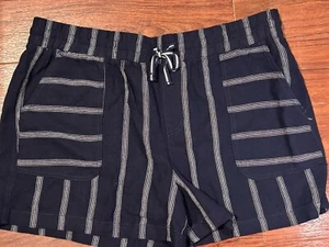 Maurices XL Navy Blue Linen Shorts W/ Pin Strips EUC - Picture 1 of 5