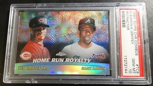 2001 KEN GRIFFEY JR & HANK AARON TOPPS CHROME COMBOS REFRACTOR #TC9 PSA 10 POP 5