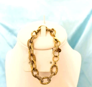 Stella & Dot Women's Bracelet Goldtone Links Sparkling Crystals Adjustable - Picture 1 of 17