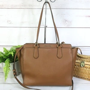 MICHAEL KORS Tote Bag Large Dee Dee Crossbody Shoulder Tan Leather Fits A4 EX - Picture 1 of 14