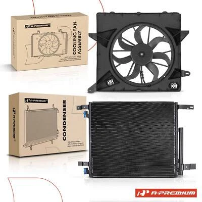 A/C Condenser & Cooling Fan Assembly Kit for Cadillac SRX 2010-2016 3.0L 3.6L - Image 1 of 4
