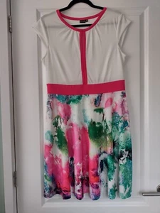 White/Multi Bodyflirt Cap Sleeved Dress. M (14?). Chest 35 In. L35in. - Picture 1 of 4