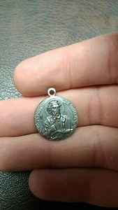 Medaglia Papa Cattolica Argento Rotondo Sterling ROMA Rara Vintage Gesù Maria - Foto 1 di 2