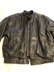 Vintage UNIK Leather Apparel Mens Heavy Leather Motorcycle Jacket Size 52. - Picture 1 of 18
