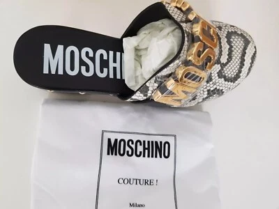 Zuecos de cuero originales con estampado de serpiente Moschino en Reino Unido5 EU38 Foto 1 de 4