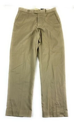NWT Eddie Bauer Men's Flat Front Straight Leg Cotton Twill Taupe Pants 33x32 - Image 1 of 4