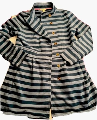 Matilda синий в полоску бушлат длинный куртка женщин M группы воротник медные кнопки M - Изображение 1 из 4