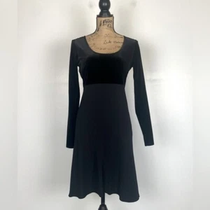 Emanuel Ungaro 90s Y2K Midi Dress Mixed Media Velvet Size S Black Grunge Goth - Picture 1 of 10