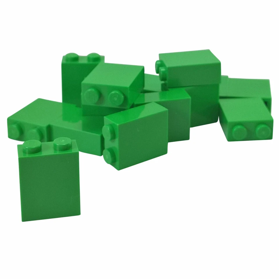 15 NEUE LEGO Brick 1 x 2 x 2 with Inside Stud Holder Leuchtend GrÃ¼n - Bild 1 von 1