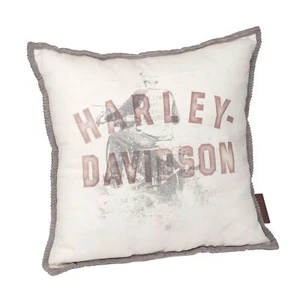 Harley-Davidson H-D “Rider” Gray Corduroy Throw Pillow, 16” X 16” HDL-19506 - Picture 1 of 1