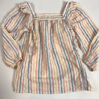 Blusa Babydol Chaps Top Para Mujer Pequeña Gasa Pradera Manga Larga Rayas Playa Foto 1 de 4