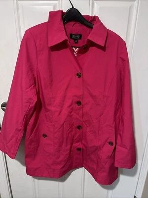 DENNIS BASSO Hot Pink Water RESISTANT BUTTON JACKET W/PRINT LINING-SIZE XL - Image 1 of 4