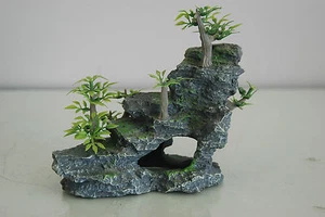 Aquarium Détaillé Rock & Plante Décoration 15 x 8 x 13 CMS Pour Tous Les - Photo 1/7