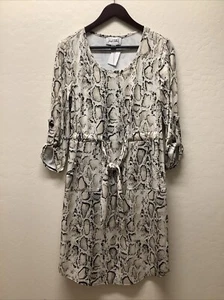 Joseph Ribkoff Beige Black Python Print Roll-tab Dress Size 8 - Picture 1 of 2