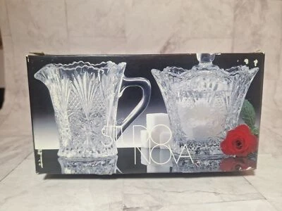 Juego de azúcar y crema de vidrio Country Flair STUDIO NOVA diseño estrella rosa diente de sierra Foto 1 de 4